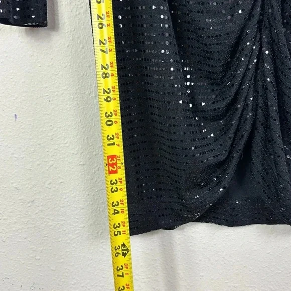 NWT Zara Draped Sparkly Black Dress Long Sleeve size Medium - Picture 12 of 16